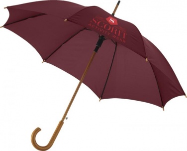 Logo trade advertising products image of: Kyle 23" auto open umbrella wooden shaft and handle, brown
