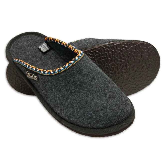 Logo trade promotional products picture of: Natural felt and rubber slippers, dark gray