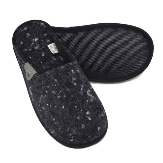 Logo trade business gift photo of: Natural felt variegated slippers, black