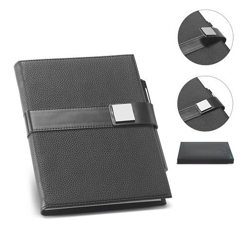 Logotrade promotional gift picture of: A5 EMPIRE Notebook. Notepad, Black/White