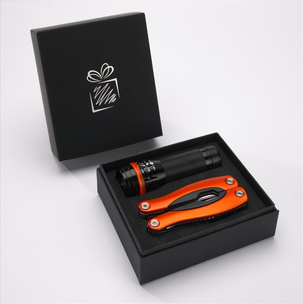 Logo trade promotional item photo of: Gift set Colorado II - torch & large multitool, orange