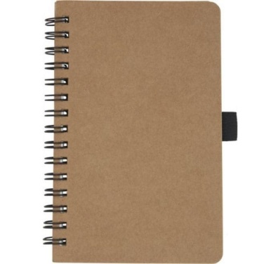 Logo trade corporate gifts picture of: Cobble A6 wire-o recycled cardboard notebook, beige