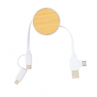 Logo trade promotional items image of: Ontario 6-in-1 retractable cable, white