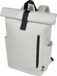 Logotrade promotional gifts photo of: Cool Byron 15.6" GRS RPET roll-top backpack 18L - Light grey