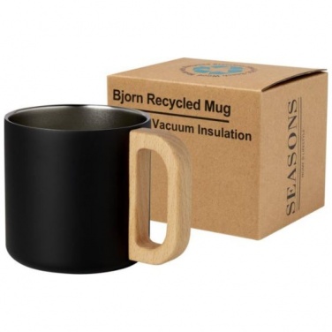 Logo trade promotional products picture of: Bjorn 360 ml RCS certified recycled stainless steel mug, black