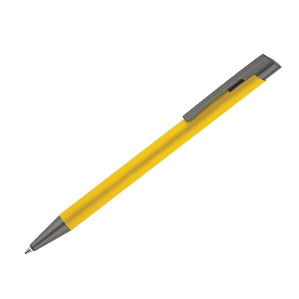 Logo trade corporate gifts image of: Soft touch ballpen Optima, yellow