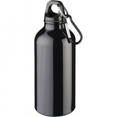 Logo trade promotional gifts picture of: Oregon 400 ml aluminium water bottle with carabiner