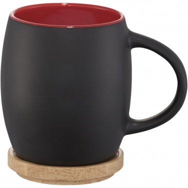 Logo trade promotional merchandise photo of: Hearth 400 ml ceramic mug with wooden coaster