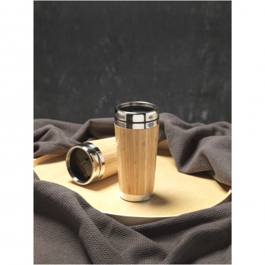 Logo trade promotional giveaway photo of: Bambus 450 ml tumbler with bamboo outer