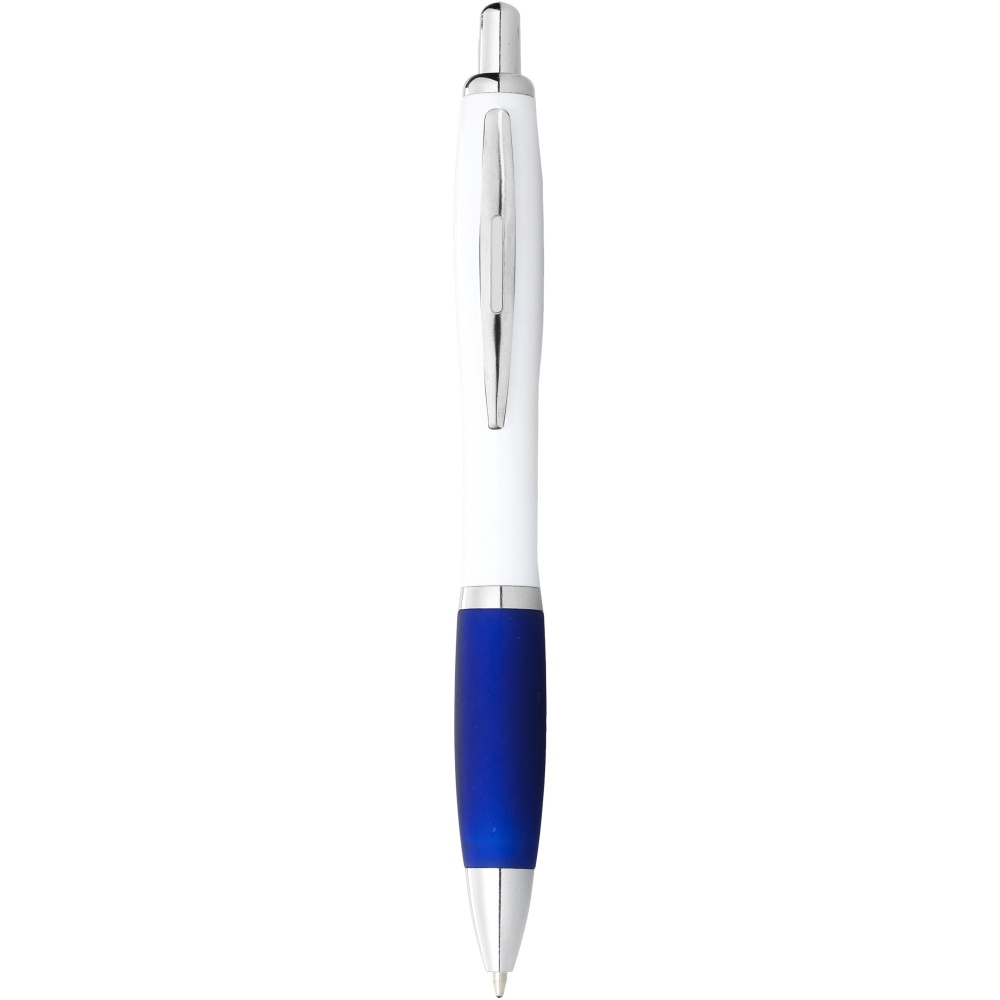 Logo trade promotional giveaway photo of: Nash ballpoint pen with white barrel and coloured grip