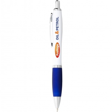 Logo trade promotional product photo of: Nash ballpoint pen with white barrel and coloured grip