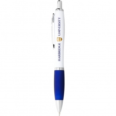 Logotrade promotional gift image of: Nash ballpoint pen with white barrel and coloured grip