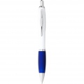 Nash ballpoint pen with white barrel and coloured grip, White / Royal blue