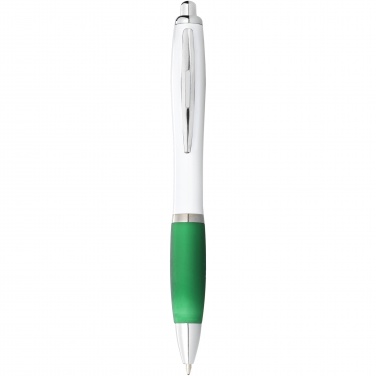 Logotrade promotional item picture of: Nash ballpoint pen with white barrel and coloured grip