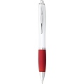 Nash ballpoint pen with white barrel and coloured grip, White / Red