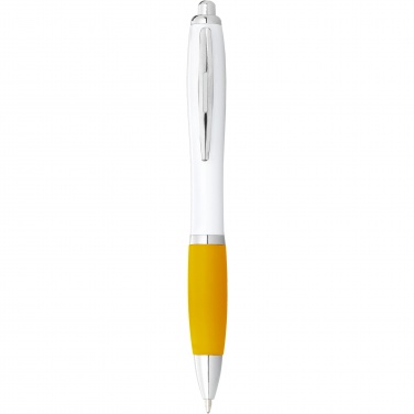 Logo trade promotional products image of: Nash ballpoint pen with white barrel and coloured grip