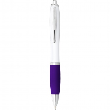 Logotrade promotional item image of: Nash ballpoint pen with white barrel and coloured grip