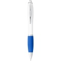 Nash ballpoint pen with white barrel and coloured grip, White / Aqua