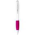 Nash ballpoint pen with white barrel and coloured grip, White / Pink