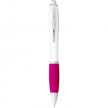 Logo trade promotional items picture of: Nash ballpoint pen with white barrel and coloured grip