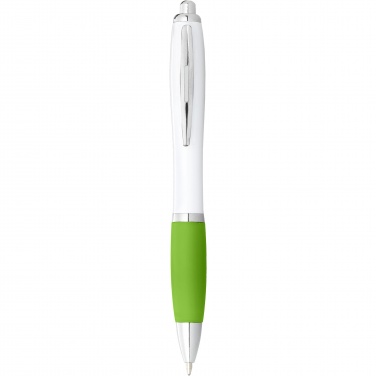 Logo trade corporate gift photo of: Nash ballpoint pen with white barrel and coloured grip