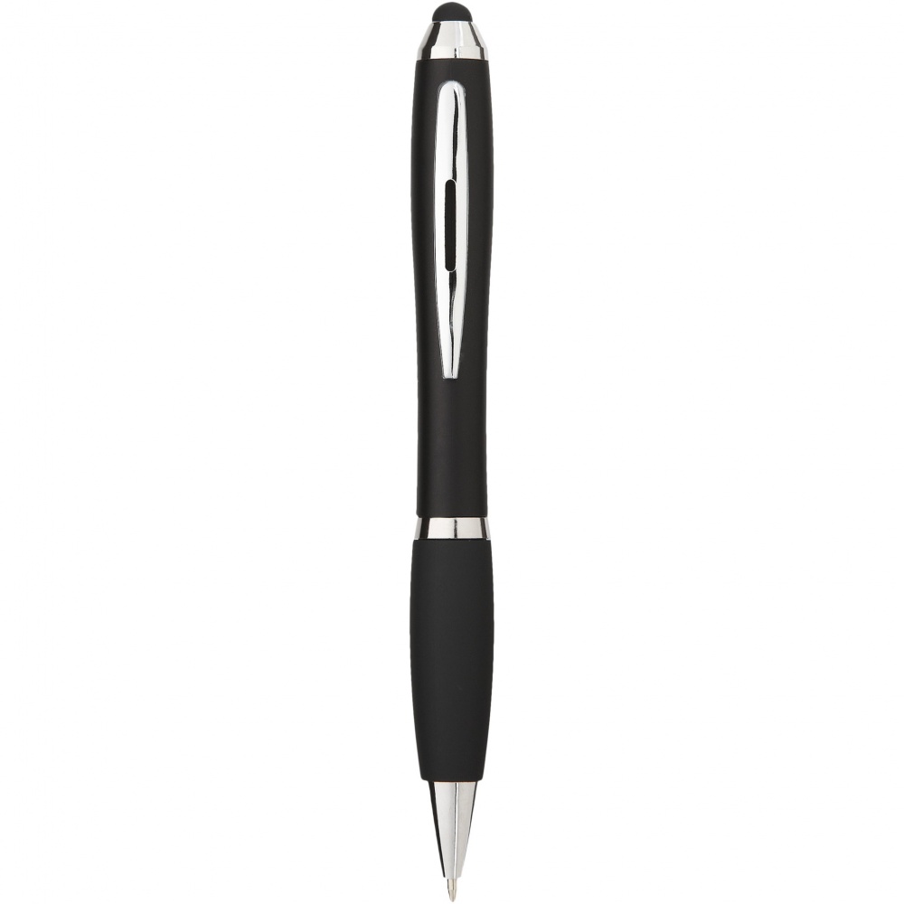 Logo trade promotional giveaways image of: Nash coloured stylus ballpoint pen with black grip