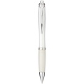 Nash ballpoint pen with coloured barrel and grip, Transparent white