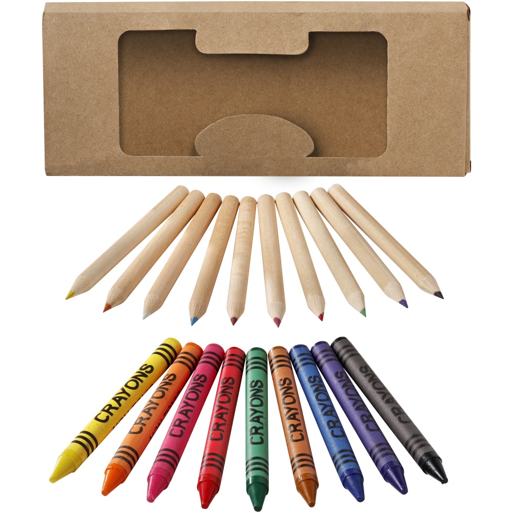 Logo trade promotional merchandise photo of: Lucky 19-piece coloured pencil and crayon set