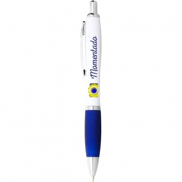 Logo trade promotional merchandise photo of: Nash ballpoint pen white barrel and coloured grip