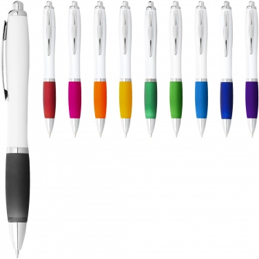 Logo trade promotional merchandise photo of: Nash ballpoint pen white barrel and coloured grip