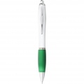 Nash ballpoint pen white barrel and coloured grip, White / Green