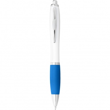 Logotrade promotional item image of: Nash ballpoint pen white barrel and coloured grip