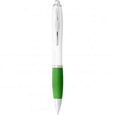 Logo trade promotional giveaways picture of: Nash ballpoint pen white barrel and coloured grip