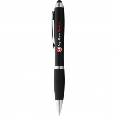 Logo trade business gifts image of: Nash coloured stylus ballpoint pen with black grip