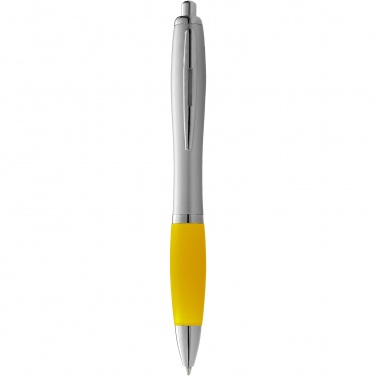 Logo trade promotional giveaways image of: Nash ballpoint pen silver barrel and coloured grip