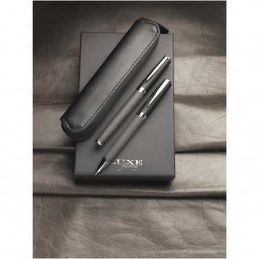 Logo trade promotional gift photo of: Carbon duo pen gift set with pouch