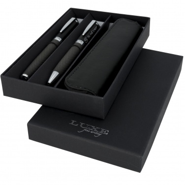 Logo trade corporate gift photo of: Carbon duo pen gift set with pouch