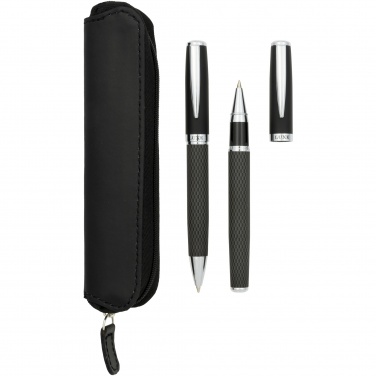 Logo trade promotional gift photo of: Carbon duo pen gift set with pouch