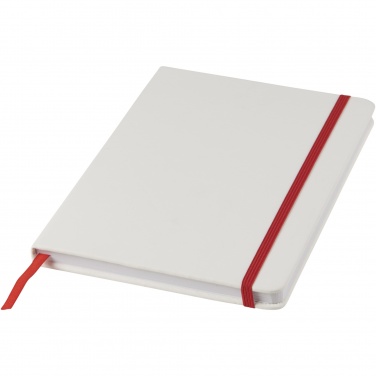 Logotrade promotional product image of: Spectrum A5 white notebook with coloured strap