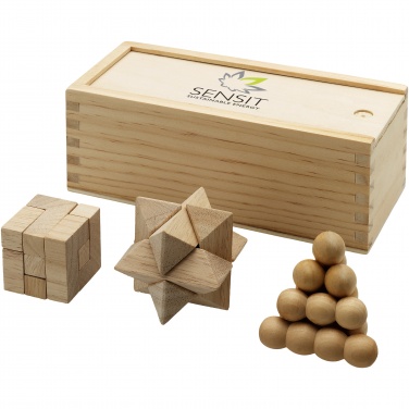 Logo trade corporate gifts image of: Brainiac 3-piece wooden brain teaser set