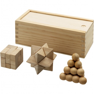 Logotrade corporate gift image of: Brainiac 3-piece wooden brain teaser set