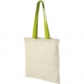 Nevada 100 g/m² cotton tote bag coloured handles 7L, Natural / Lime