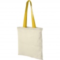 Nevada 100 g/m² cotton tote bag coloured handles 7L, Natural / Yellow