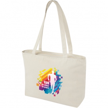 Logo trade promotional merchandise photo of: Ningbo 320 g/m² zippered cotton tote bag 15L