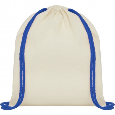 Logo trade promotional merchandise picture of: Oregon 100 g/m² cotton drawstring bag with coloured cords 5L