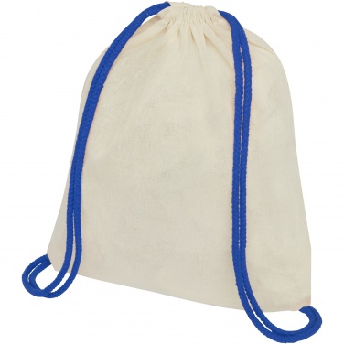 Logotrade business gift image of: Oregon 100 g/m² cotton drawstring bag with coloured cords 5L