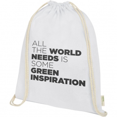 Logo trade promotional giveaways image of: Orissa 100 g/m² organic cotton drawstring bag 5L