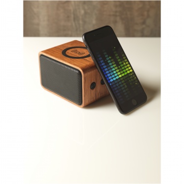 Logo trade promotional product photo of: Wooden 3W speaker with wireless charging pad