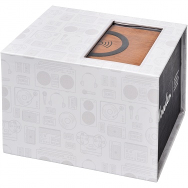 Logo trade business gift photo of: Wooden 3W speaker with wireless charging pad