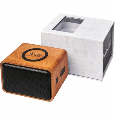 Logo trade advertising products picture of: Wooden 3W speaker with wireless charging pad